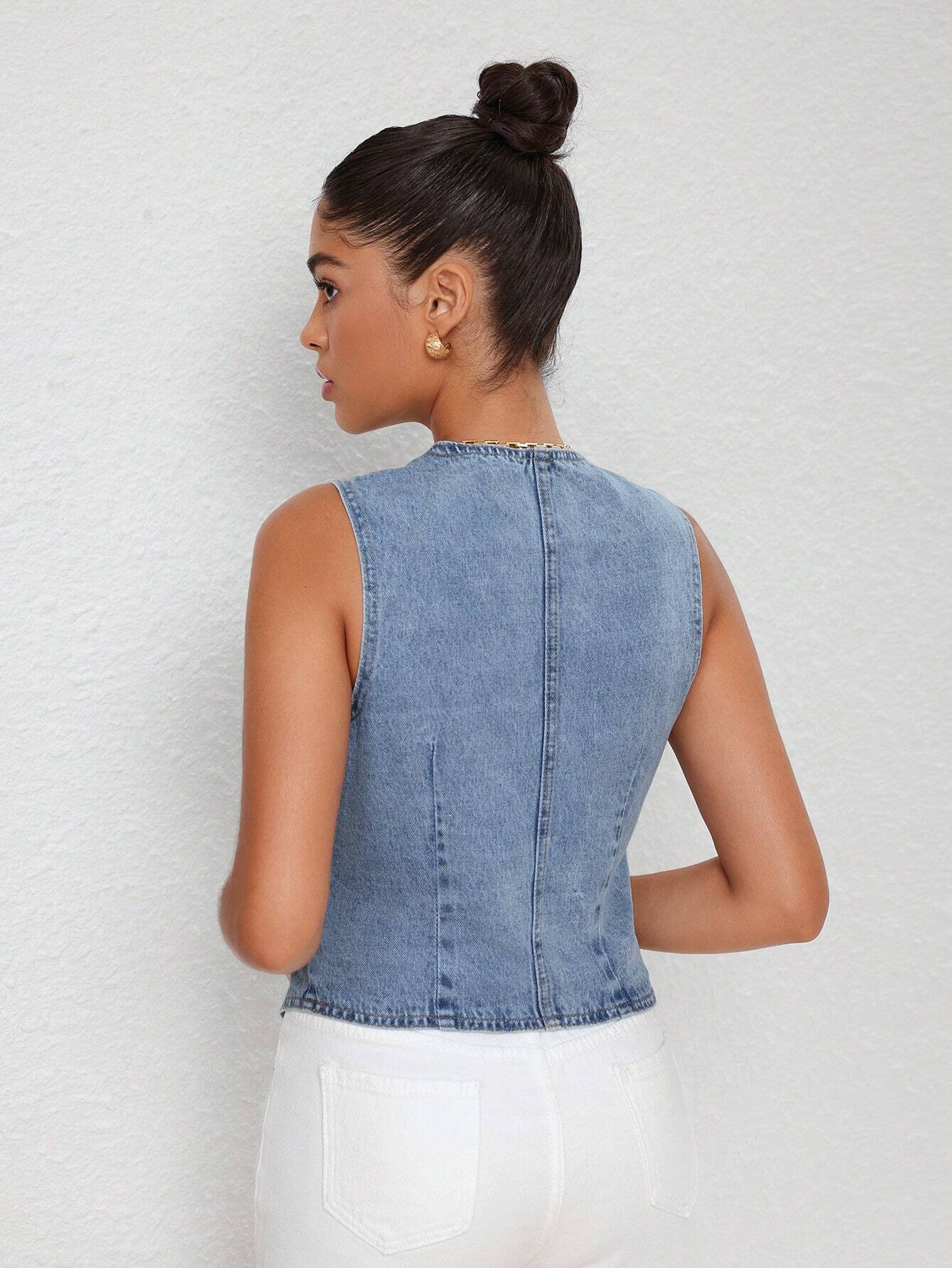 Denim Halter Chesty Vesty