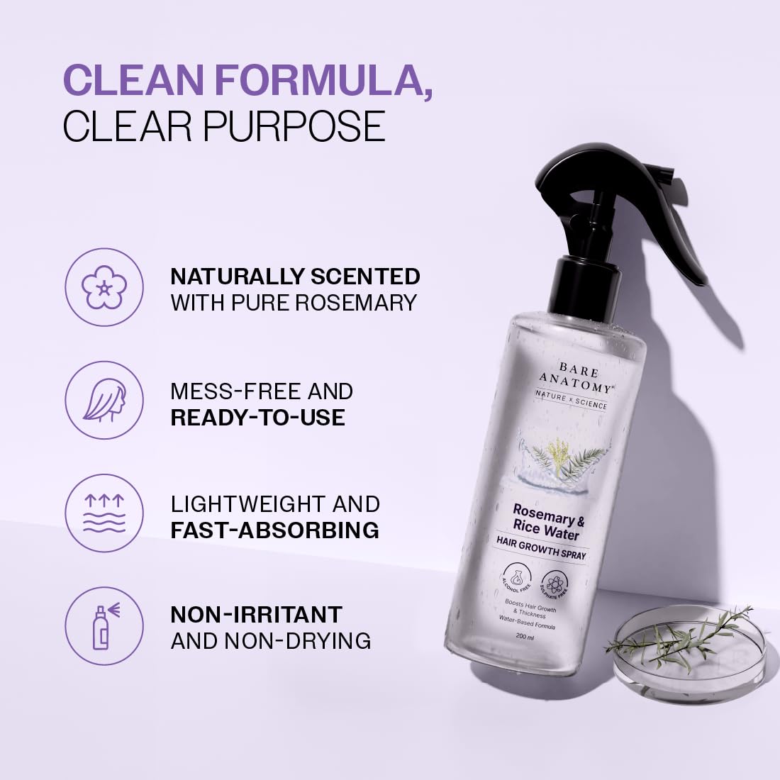 GleamX Rosemary & Rice Water Spray